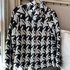 Houndstooth Black and White Coat